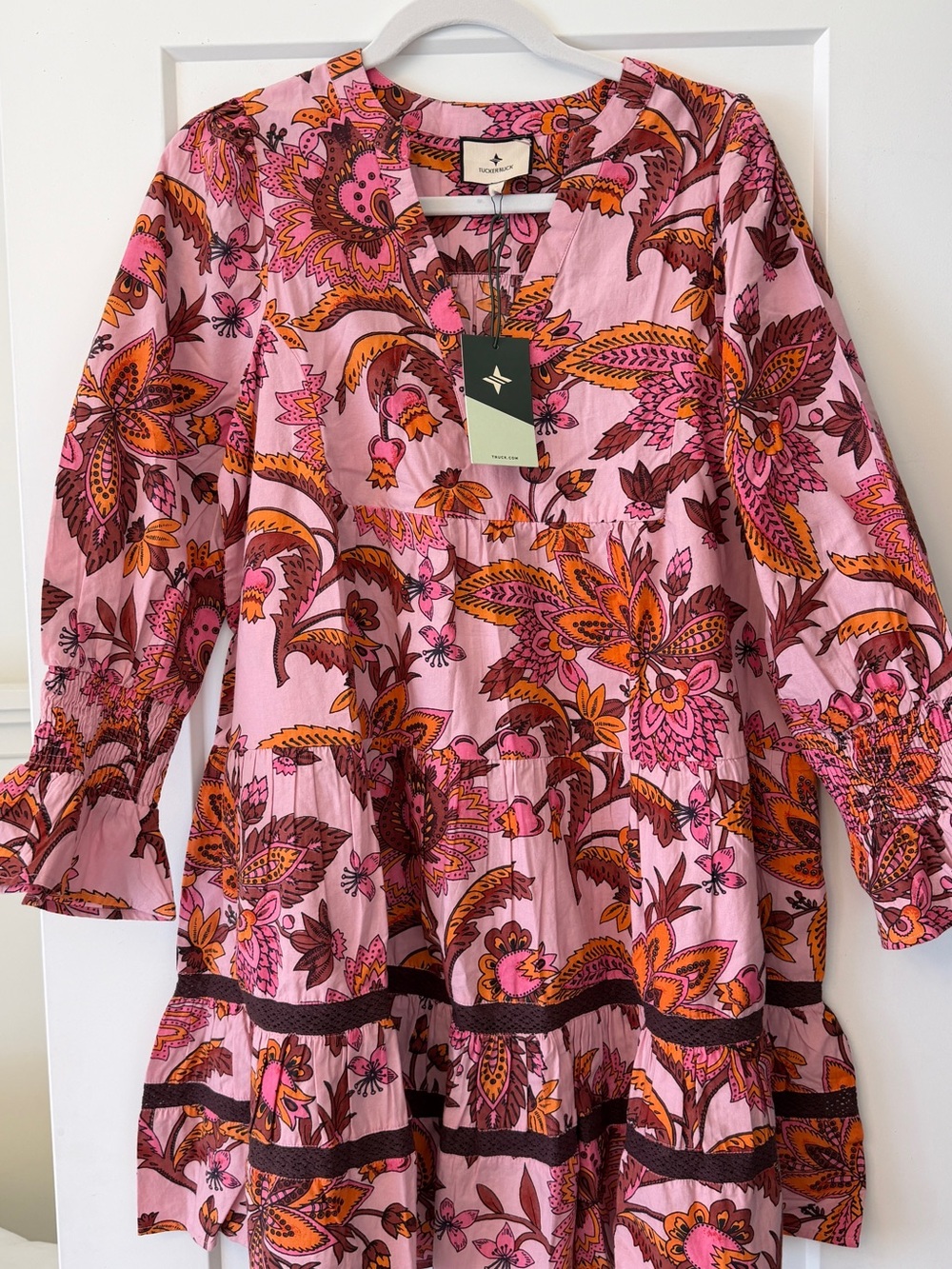 Tuckernuck Pink Floral Paisley Tiered Dress
